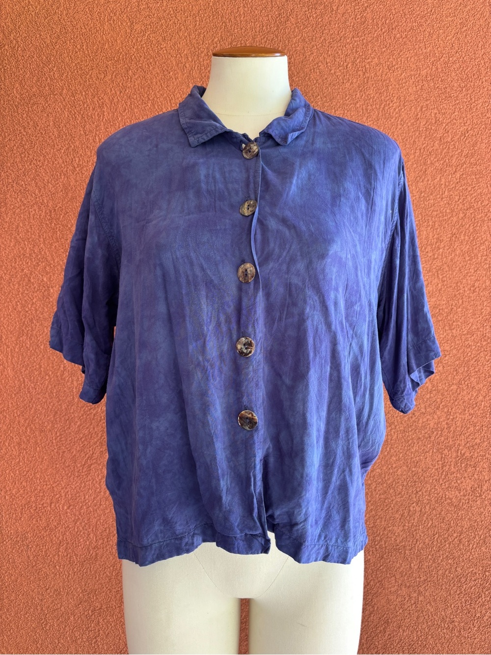 Nomadic Traders Short-Sleeve Button-Front Top in Indigo